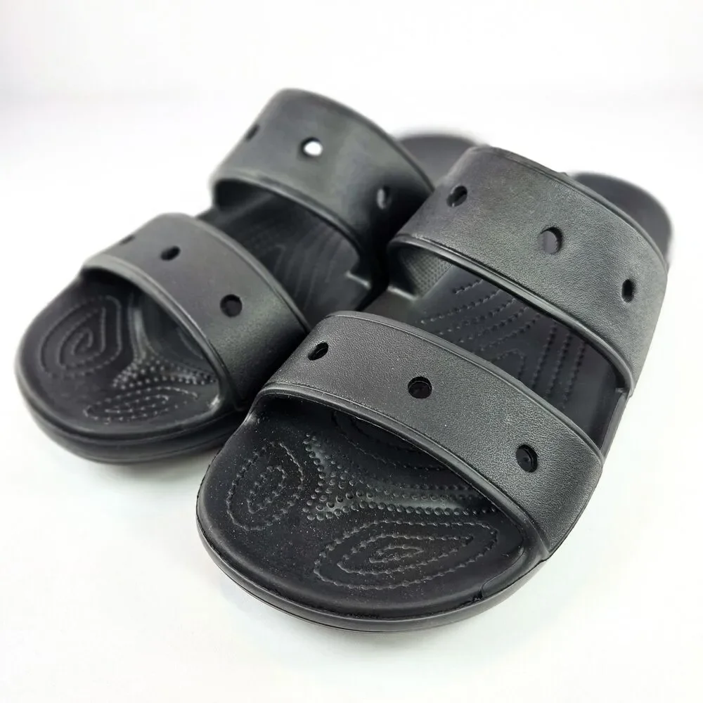 Crocs Classic Two-Strap Slide Sandals Black Men’s 10 Women’s 12